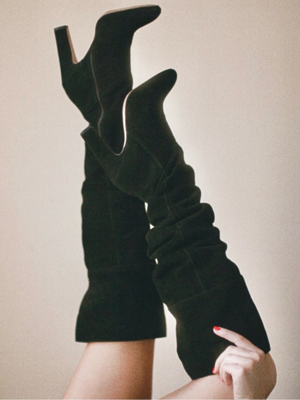 Black over the knee real suede Boots